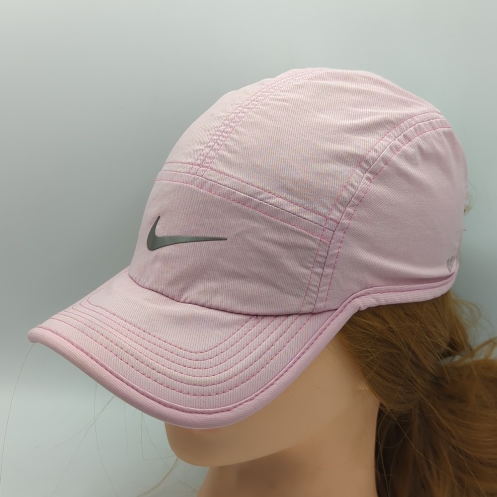 Nike AW84 5 Panel Hat Cap Pink Strap Back Adjustable Lightweight Dri-Fit *Read*